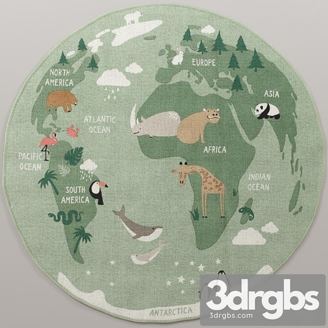 Cotton mat world map hm home