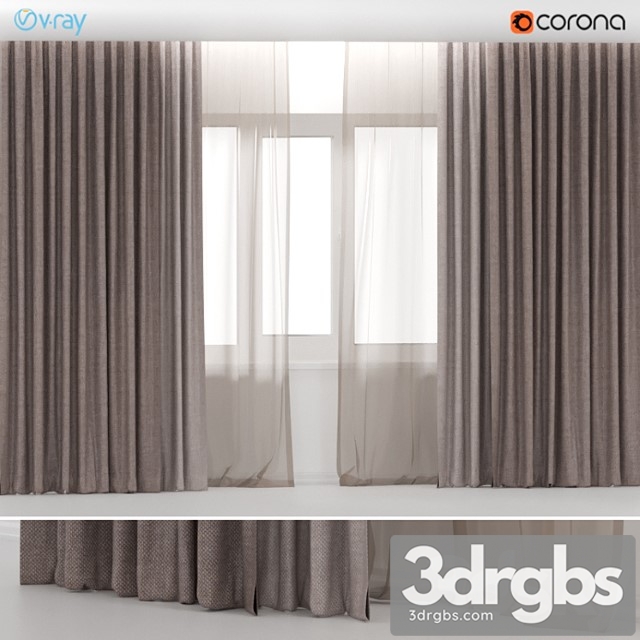 Brown Curtains In Two Colors With Brown Tulle