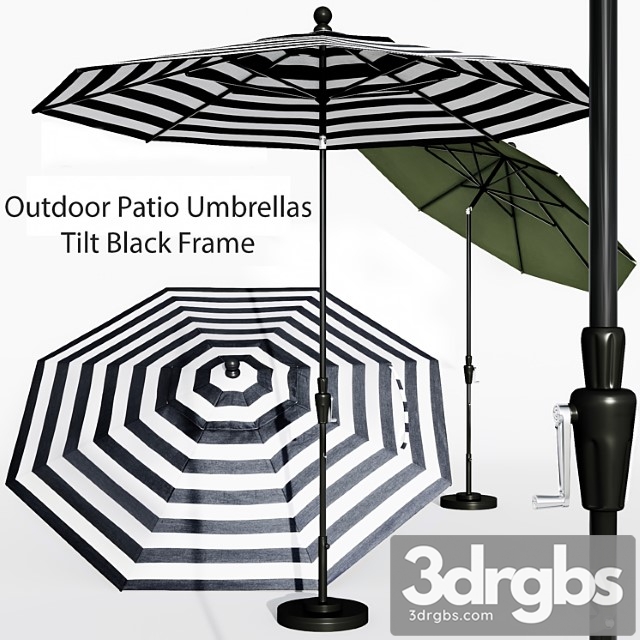 9 Sunbrella Black Cabana Stripe Outdoor Patio Umbrella With Black Tilt Frame Reviews