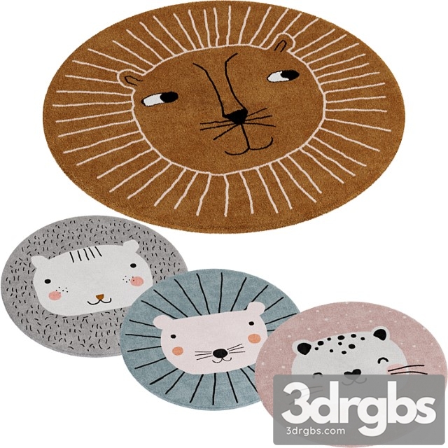 Oyoy Lion Rug Set With Three Other Rugs