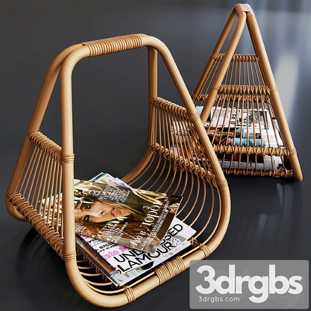 Journals set and wicker stand made of natural rattan