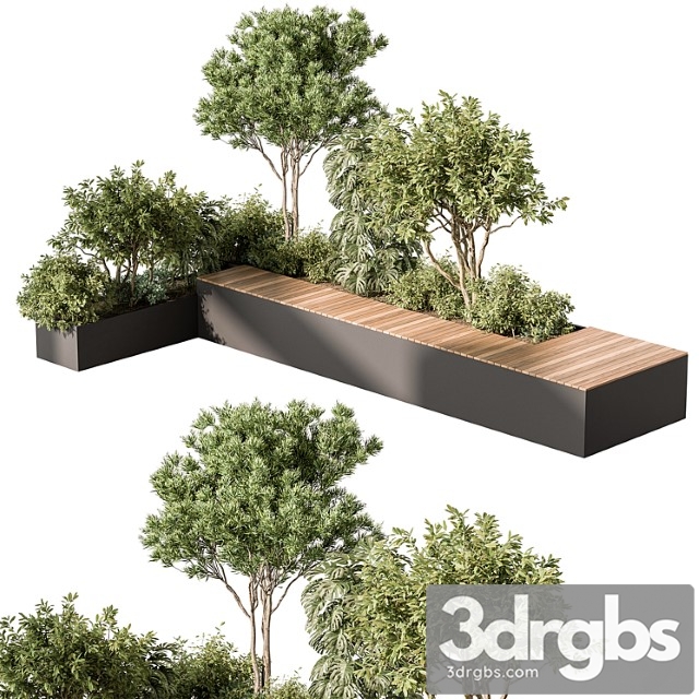 Urban furniture bench with plants 52