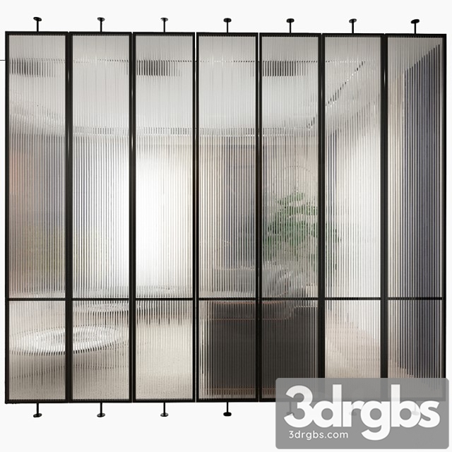 Swivel metal partition with frosted corrugated glass