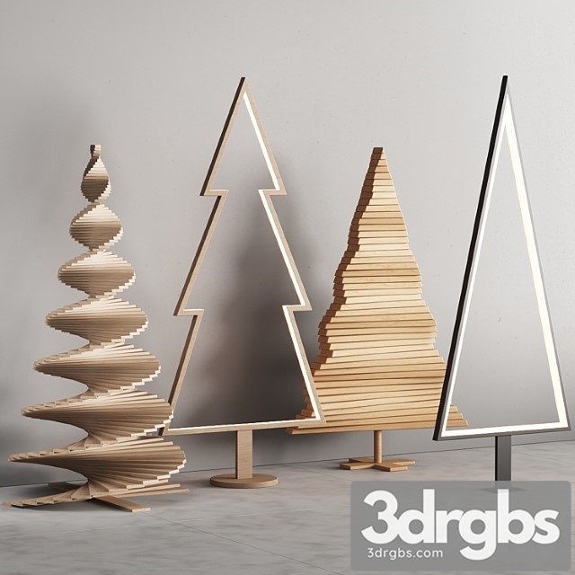 035 Modern Christmas Trees 01 Wood And Light