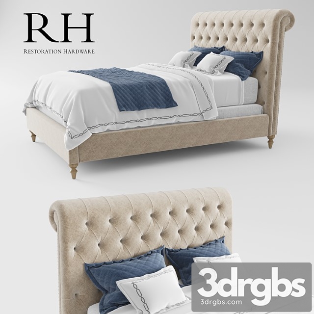 Rh Chesterfield Fabric Sleigh Bed