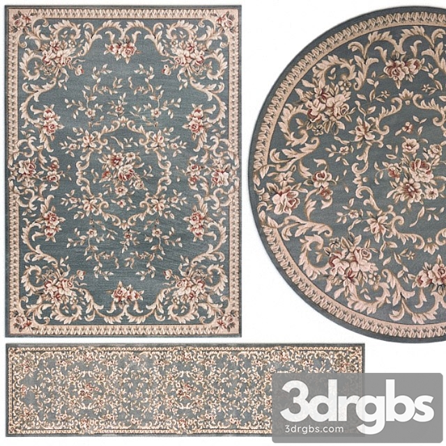 Carpet avalon 5602 slate blue aubusson rug set