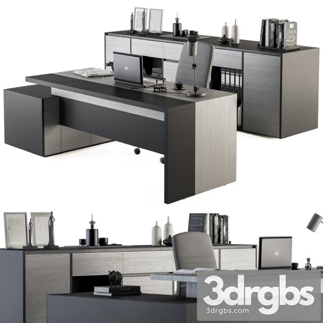 Boss Desk Gray Wood and Black Office Furniture 248