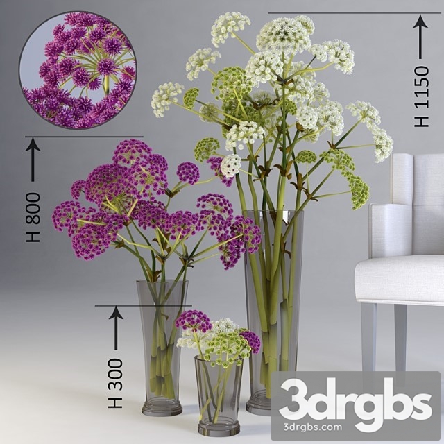 Three Flower Arrangements of Different Heights