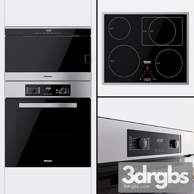 Miele - oven h 2265 b active, double boiler dg 6030 and cooking surface km 6117 2