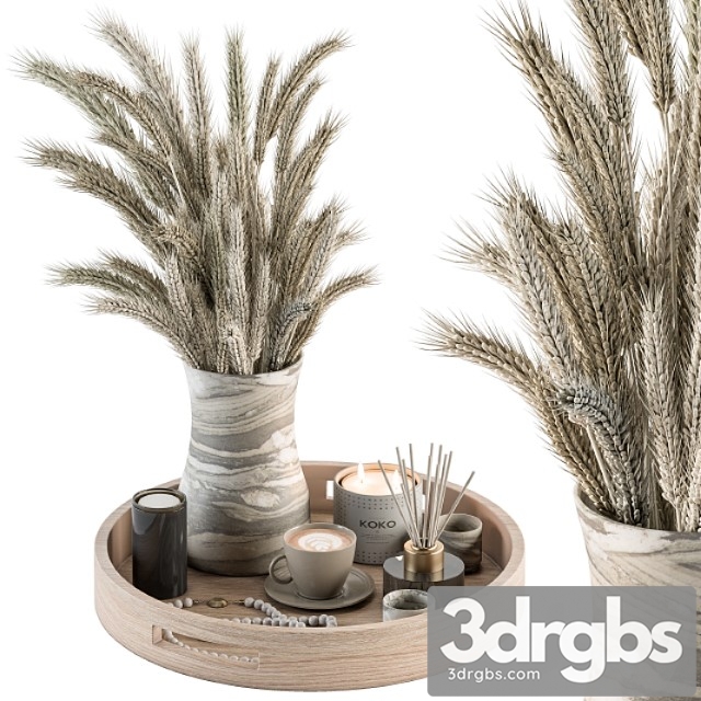 White decorative set with wheat - set 75