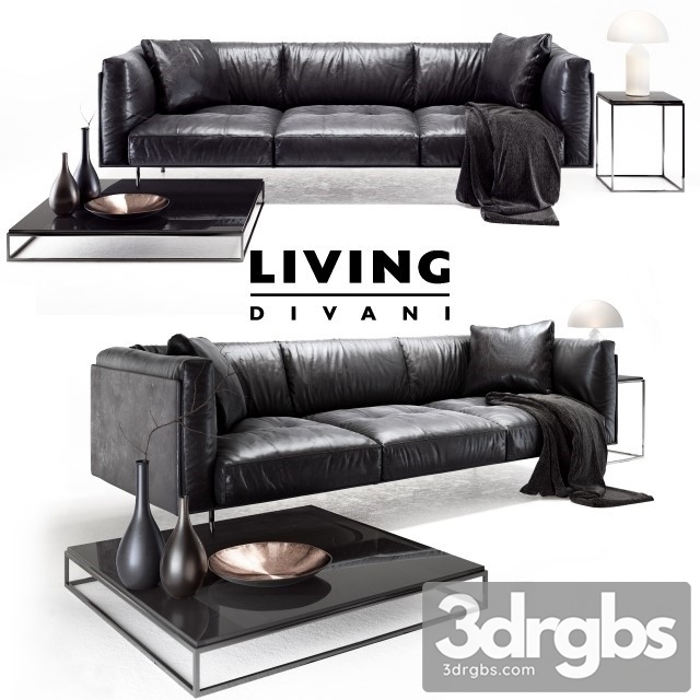 Living Divani Leather Rod Sofa 01
