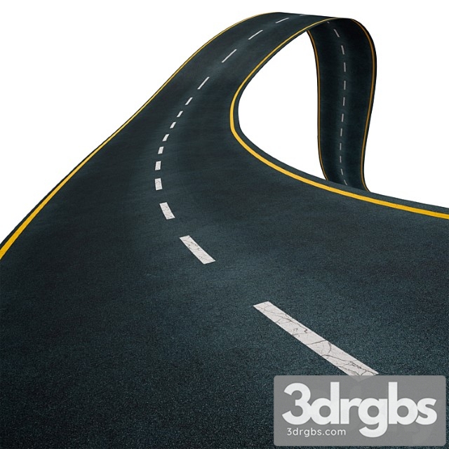 Editable winding asphalt two lane road with markings 05