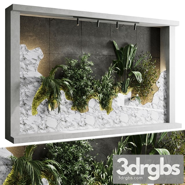 Vertical wall garden with concrete frame - wall decor houseplants indoor 02