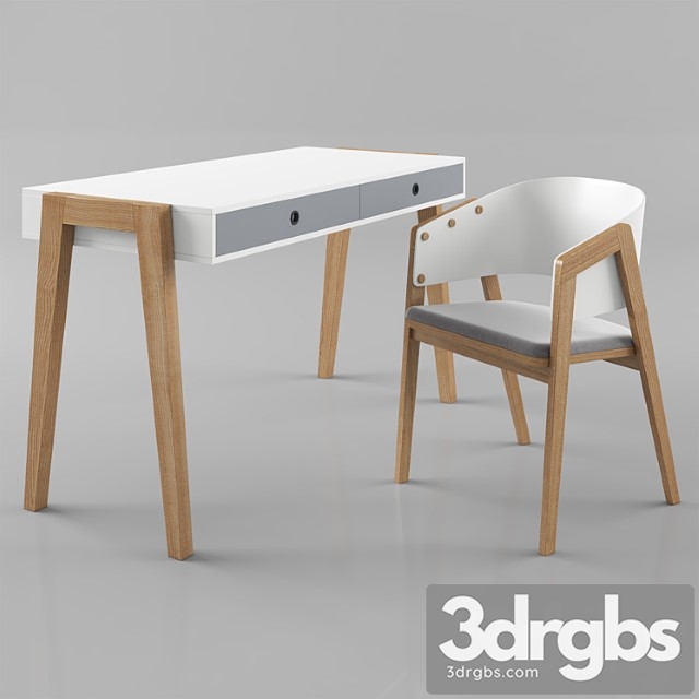 Vox concept desk with vox uni chair white 2