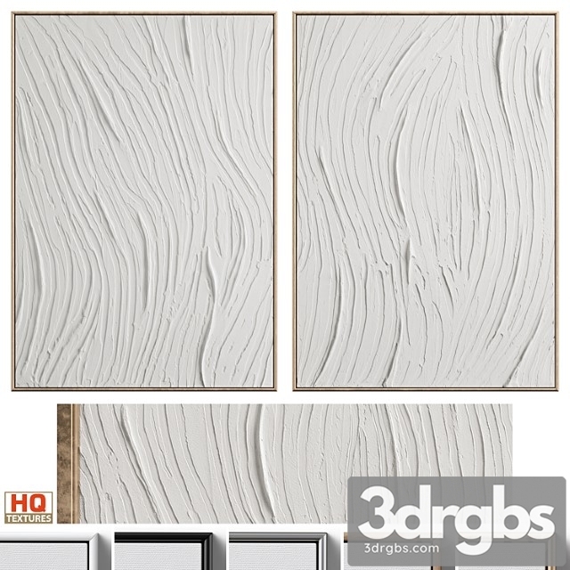 White textural plaster wall art c-455