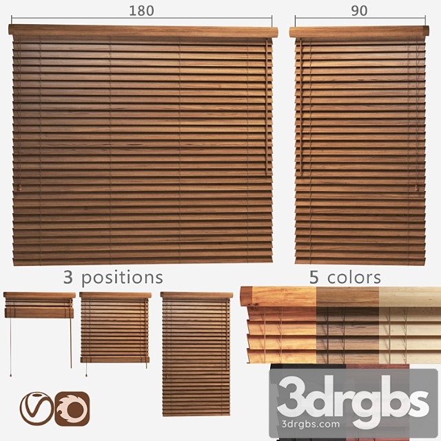 Wooden blinds 50mm, 2 options of width 90 and 180cm