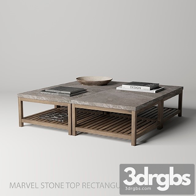 Marvel stone top rectangular coffee table 2