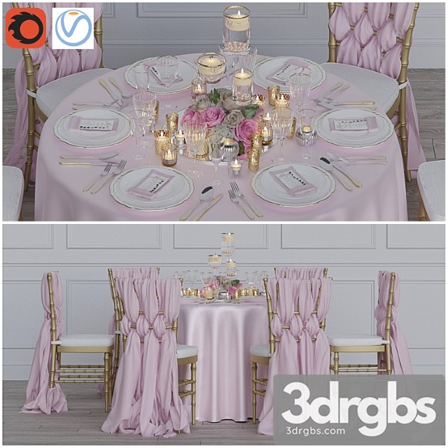 Wedding table for 6 persons corona + vray 2