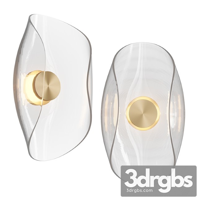 Sample pair liquid swirl glass & brass contemporary wall light sconce