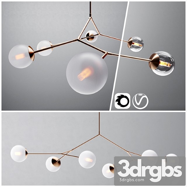 Contemporary Branching Bubble 6 Chandelier Dendroid 4 Cor V Ray 1