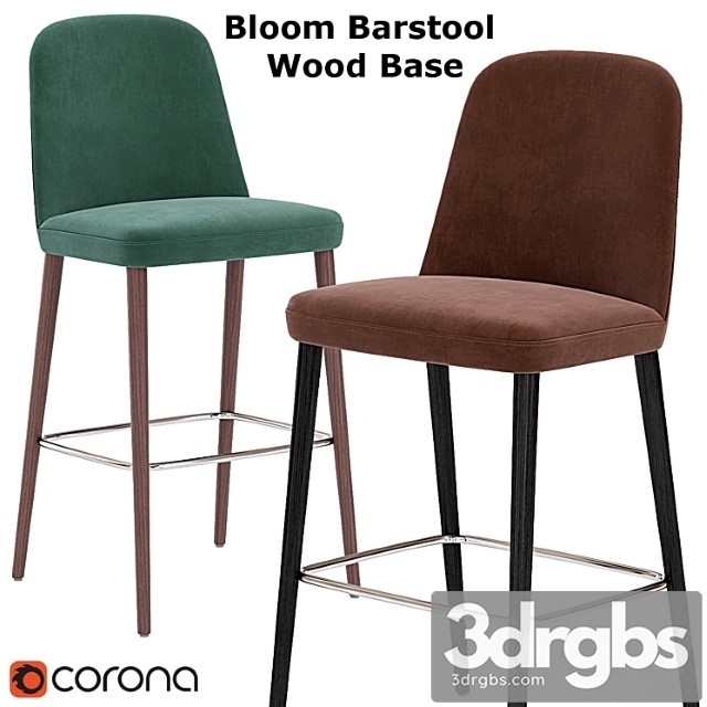 Bloom Barstool Wood Base Multicolor
