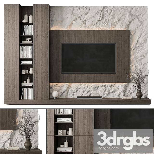 TV Wall Rock Wall and Wood Set 78