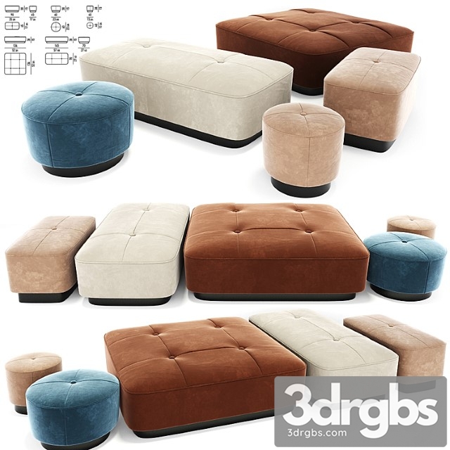 Minotti jacques poufs set 2