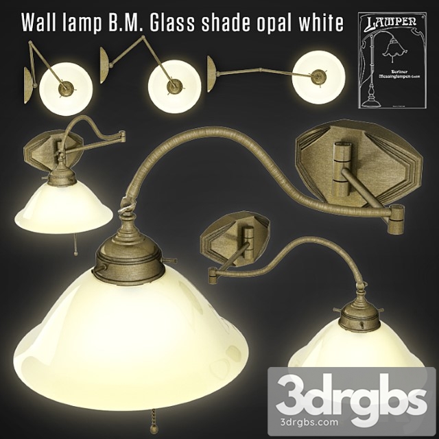 Wall Lamp B M Glass Shade Opal White