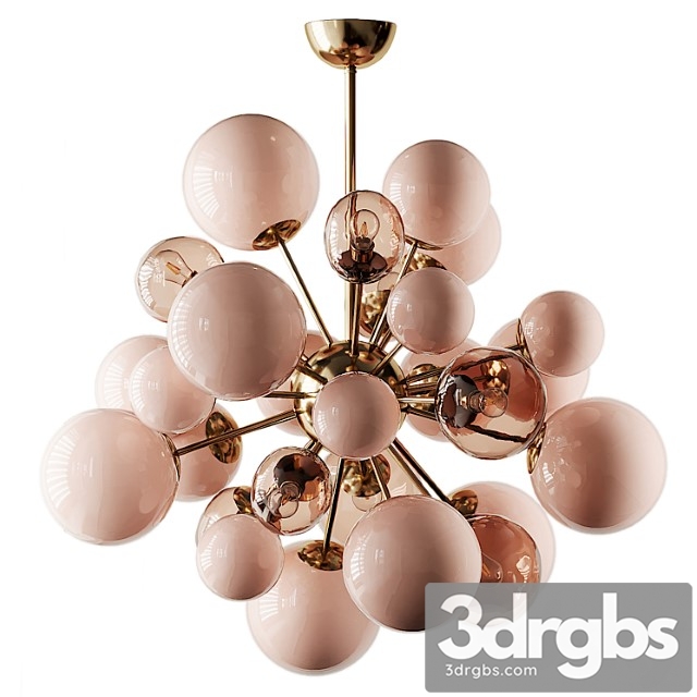 Clear And Opaque Pink Blush Murano Glass And Brass Sputnik Chandelier Italy