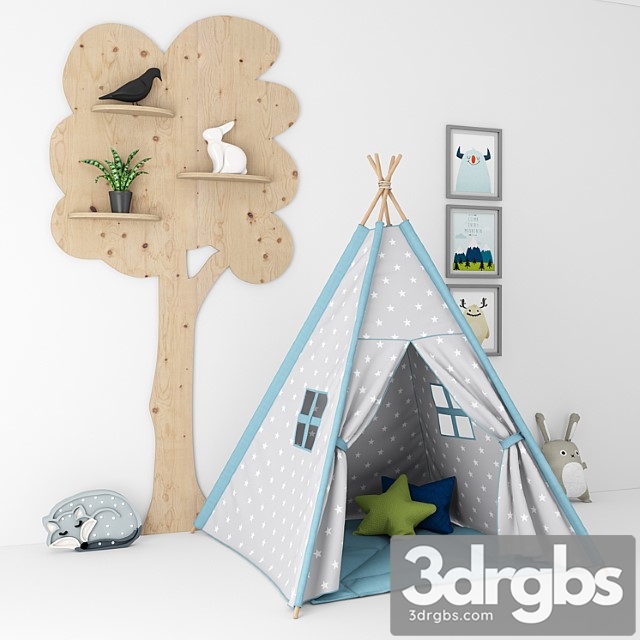 Decorative Set For A Nursery With A Tent