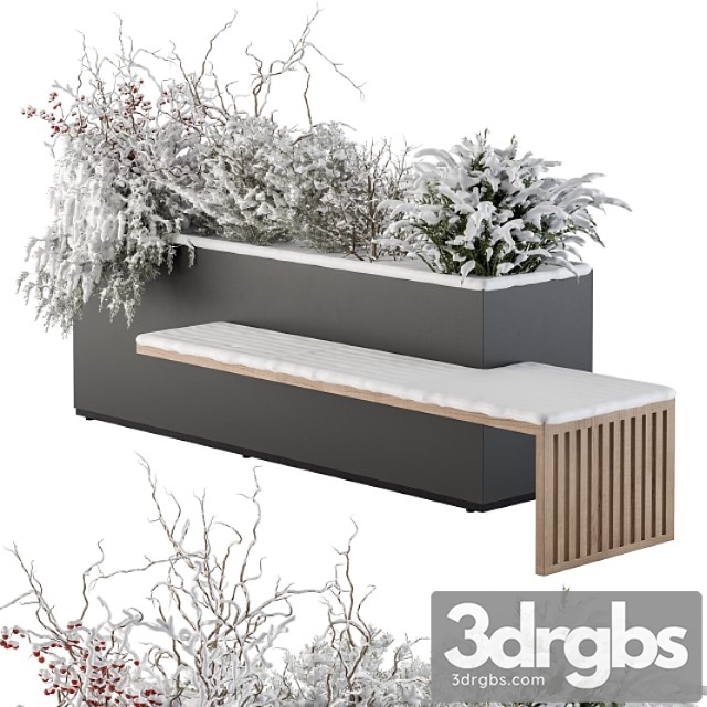 Urban Furniture Snowy Bench With Plants Set 30