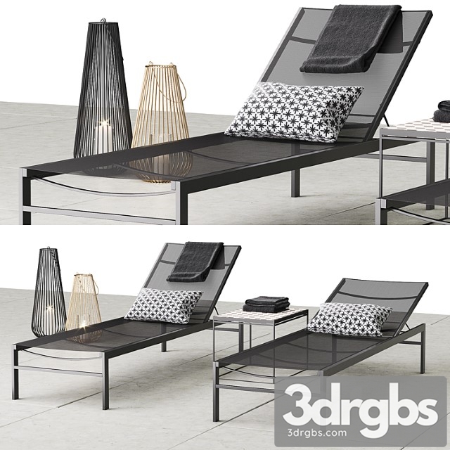 CB2 Idle Black Sun Lounger Set