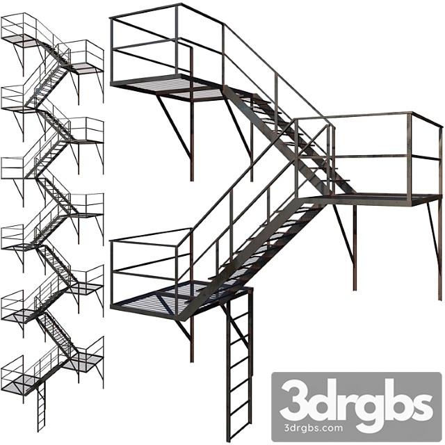 Outdoor fire ladder (low poly)