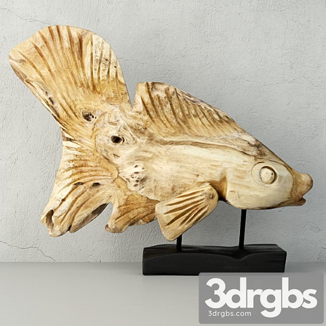 Hand carved driftwood fish on stand