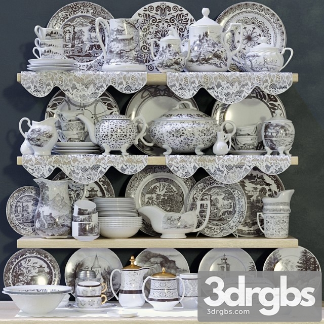 Collection of classic patterned porcelain tableware