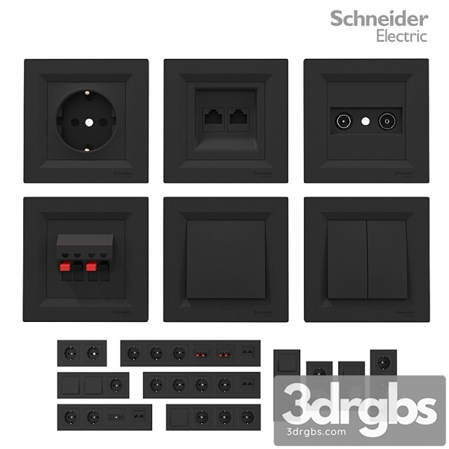 Sockets and switches schneider asfora black.