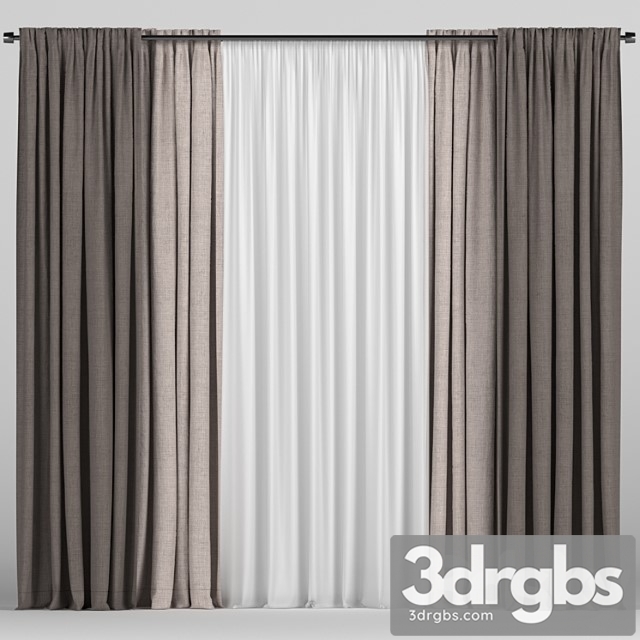 Curtains In Two Colors With Tulle 19