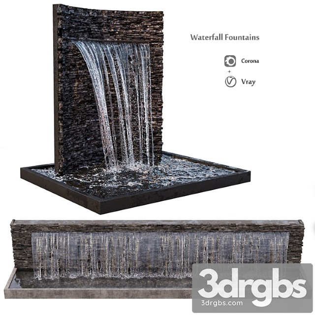 Waterfall fountains rock panel