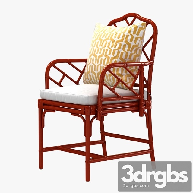 Ballard macau arm chair in deep coral 2