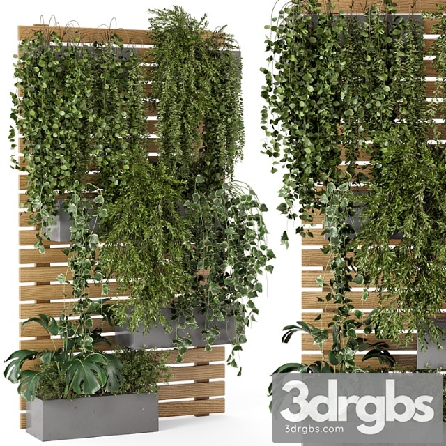 Outdoor plants pallet vertical planter pots - set 686