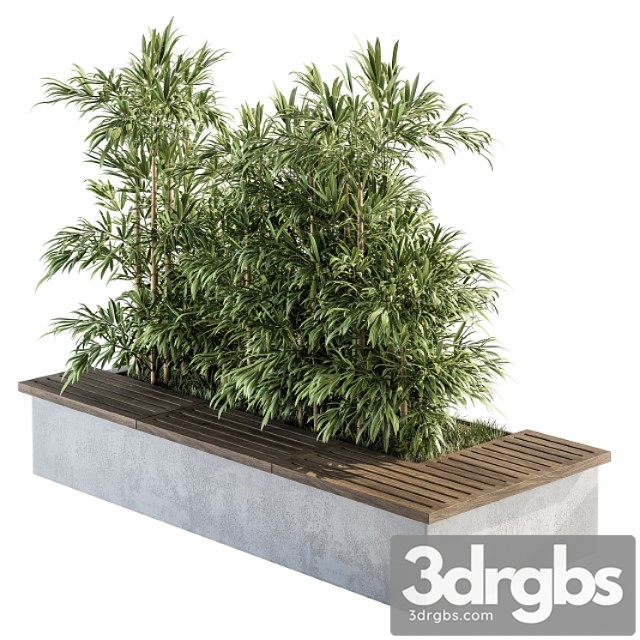 Urban Furniture Architecture Bench With Plants Set 11