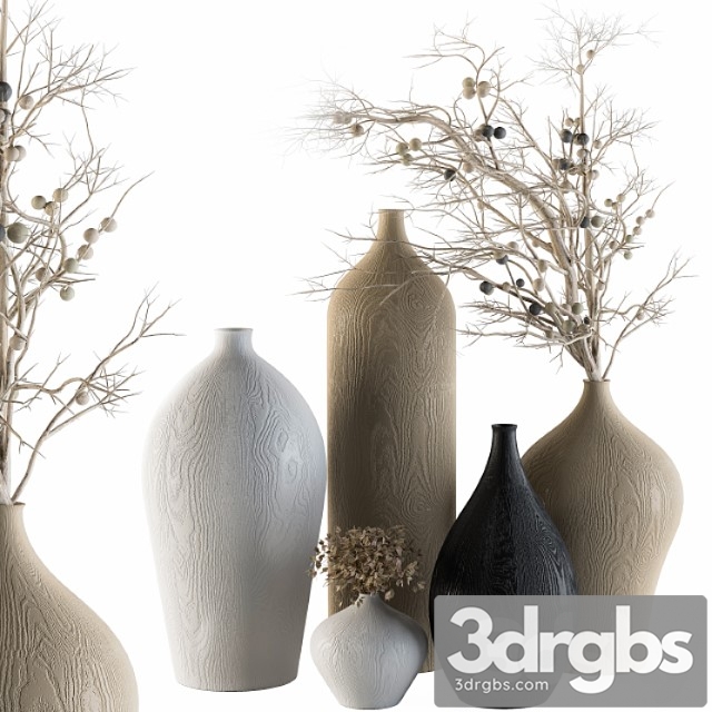 Decorative set vases and dry branch - set 44