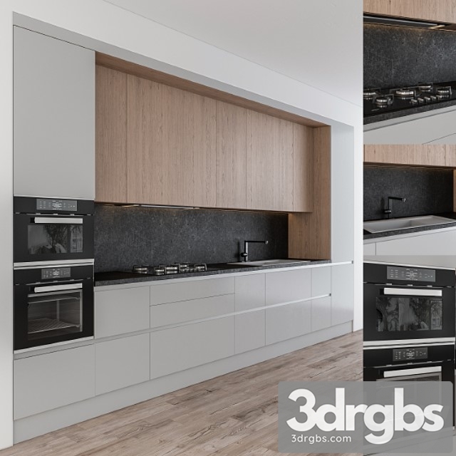 Kitchen modern - gray and wood 24