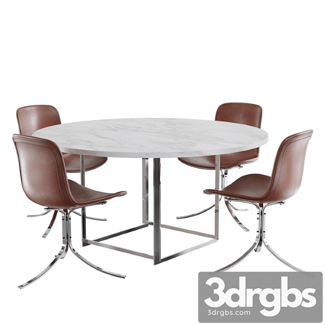 Dining Set Fritz Hansen Pk9 Chair Pk54 Table