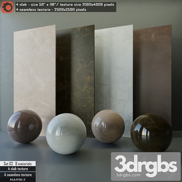 Marble slab & seamless texture set 02