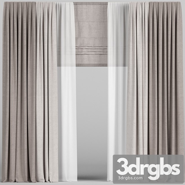 Brown Curtains In Two Colors With Tulle And Roman