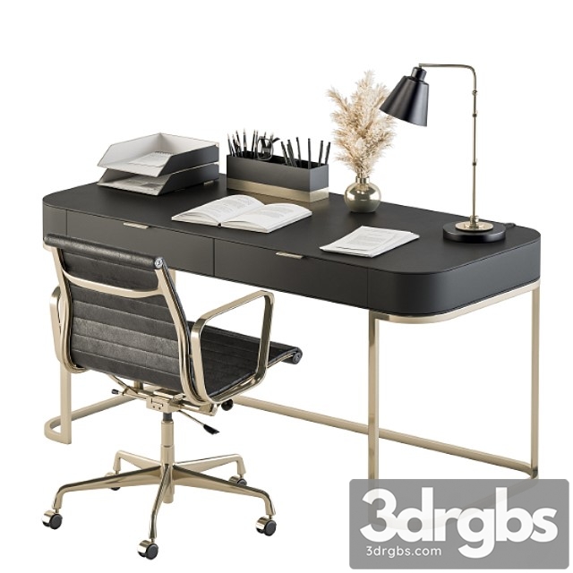 Classic Black and Gold Work Desk Office Set 181