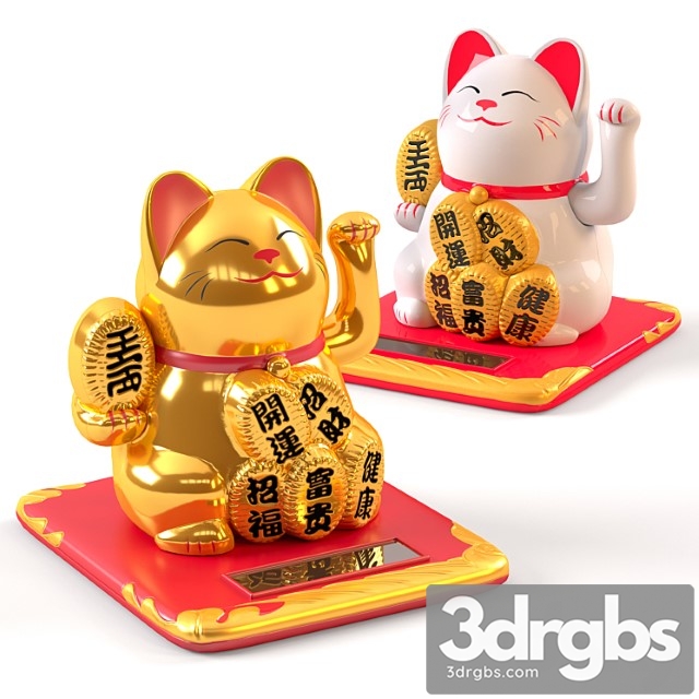 Maneki Neko Cat White And Gold