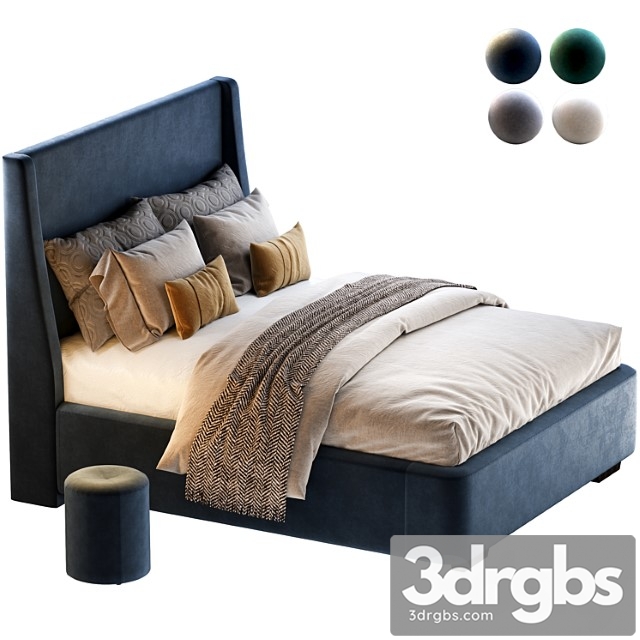 Bed Defense 160 Velvet Gray Emerald Sand Blue With Pouf Kofi Divanru