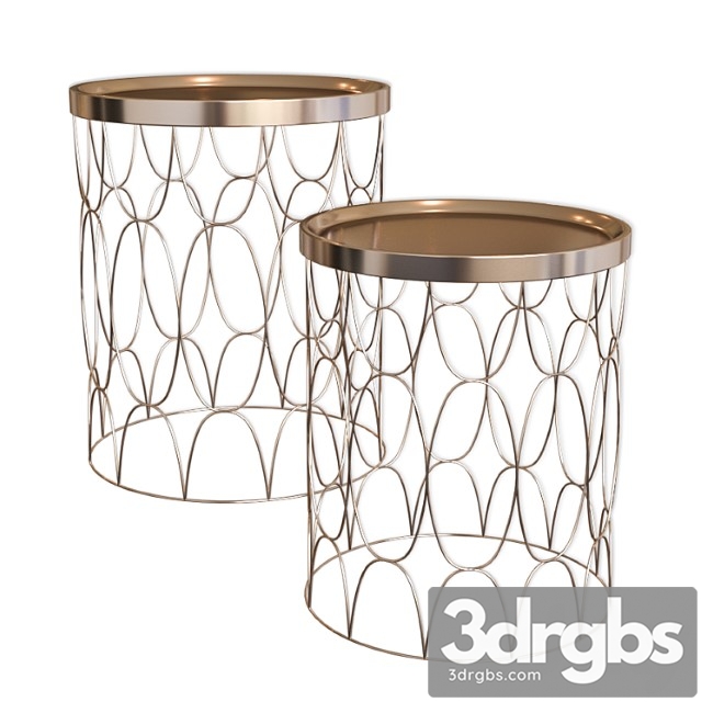 Set of two coffee tables with metal top a79100080
